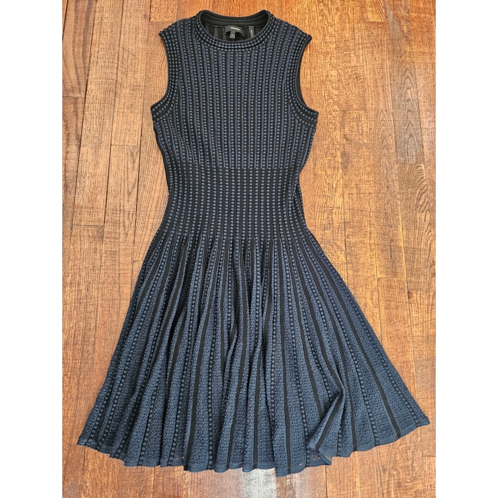 Theory Novelty Checker‎ Knit Sleeveless Short Sheer Dress sz XS-S P - Picture 2 of 9